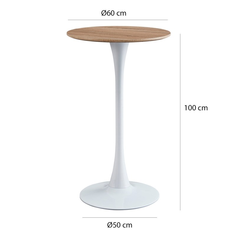 Mesa Alta Ibiza White-Wood Ø60 Cm | Venta de Muebles Online