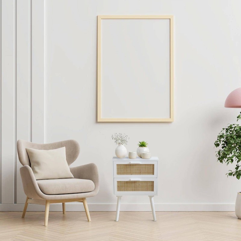 Mesita 2 Cajones Tesva Blanca | Venta de Muebles Online