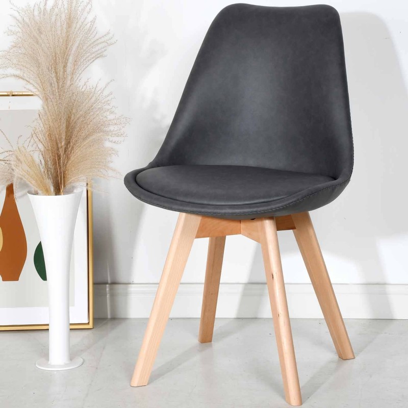 Silla Nórdica New Tower Wood Gris | Venta de Muebles Online