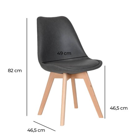 Silla Nórdica New Tower Wood Gris | Venta de Muebles Online