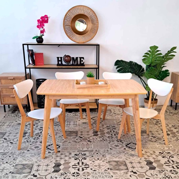 Conjunto de Mesa extensible Madera y 4 Sillas Tiga | Venta de Muebles Online 2