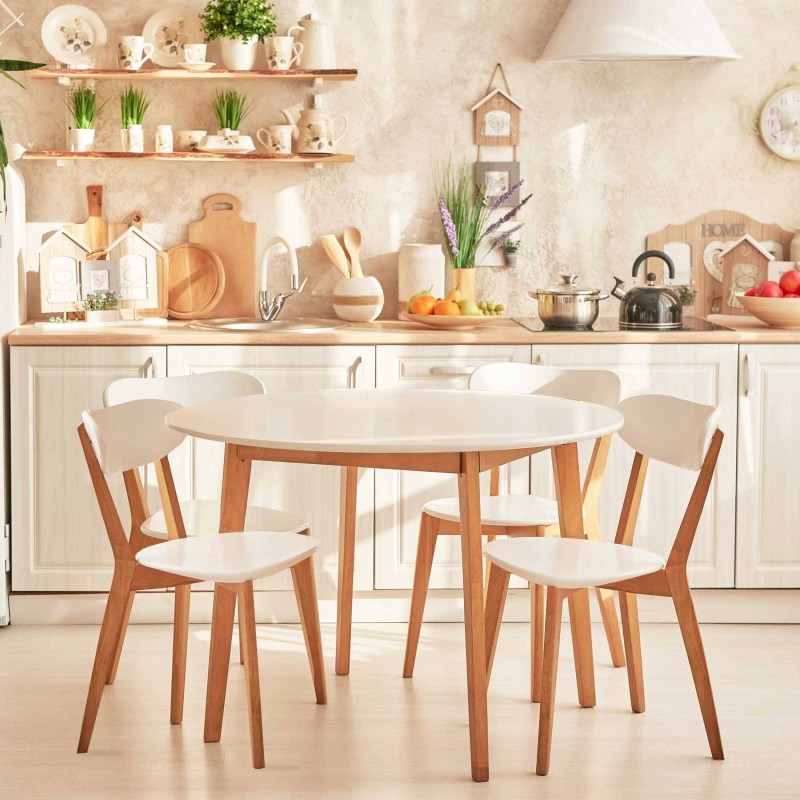Conjunto de mesa redonda y 4 sillas de comedor | Venta de Muebles Online