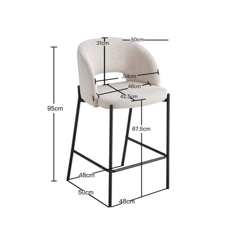 Taburete tapizado color arena | Venta de Muebles Online