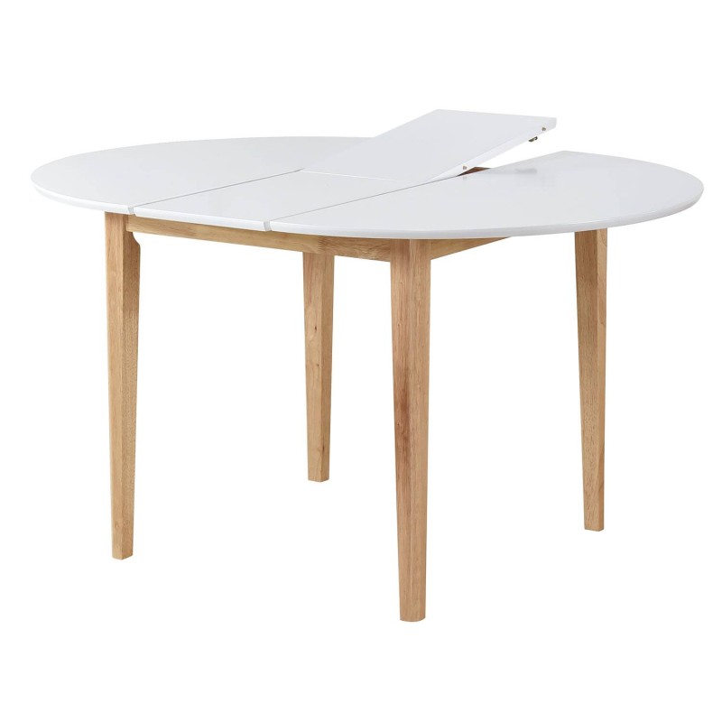Mesa redonda extensible Zira natural blanca | Venta de Muebles Online