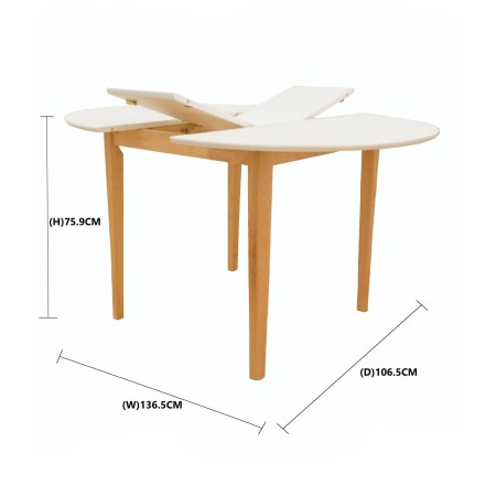 Mesa redonda extensible Zira natural blanca | Venta de Muebles Online