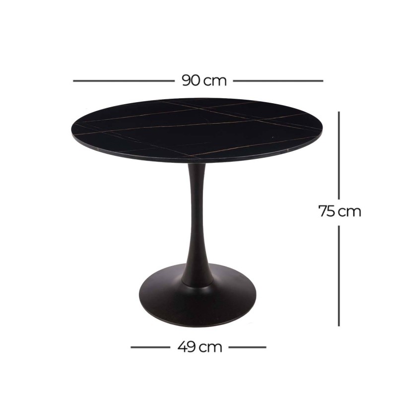 Mesa Ibiza redonda Ø90 CM mármol negro | Venta de Muebles Online