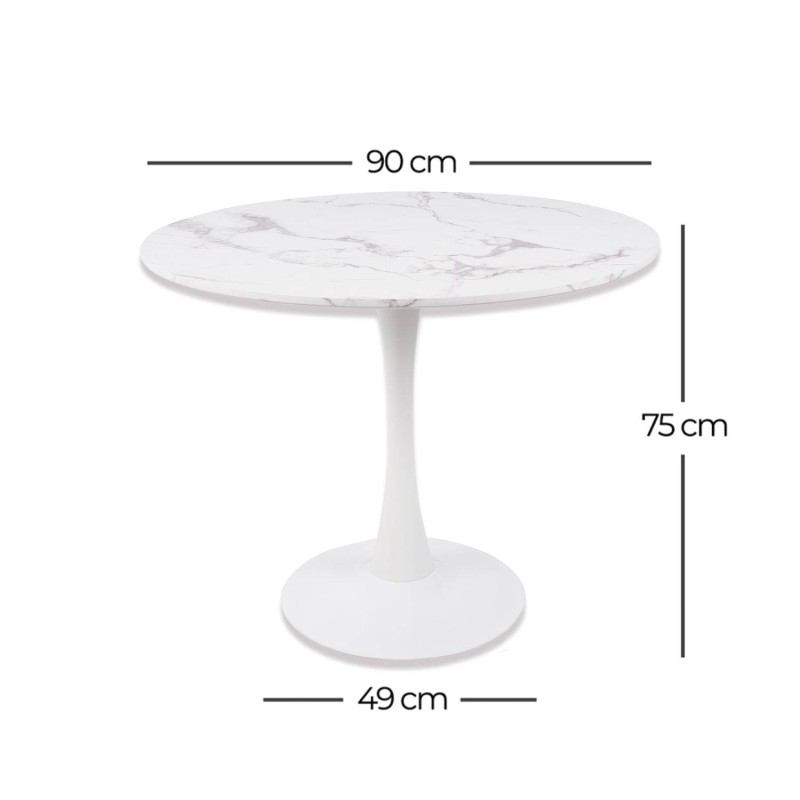 Mesa Ibiza redonda Ø90 CM mármol blanco | Venta de Muebles Online