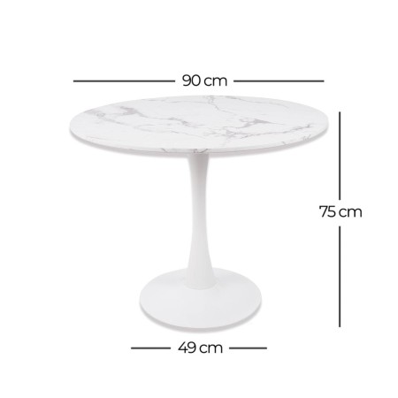 Mesa Ibiza redonda Ø90 CM mármol blanco | Venta de Muebles Online