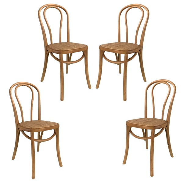 Pack 4 Sillas Folie Natural en madera y rattan | Venta de Muebles Online