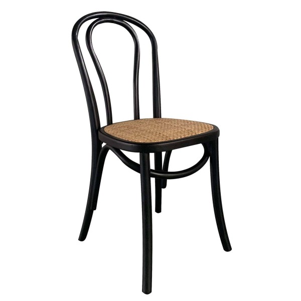 Silla Folie negra en madera y rattan | Venta de Muebles Online
