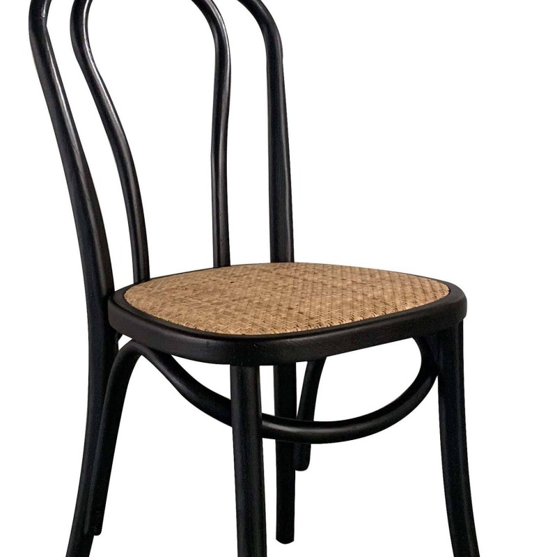 Silla Folie negra en madera y rattan | Venta de Muebles Online