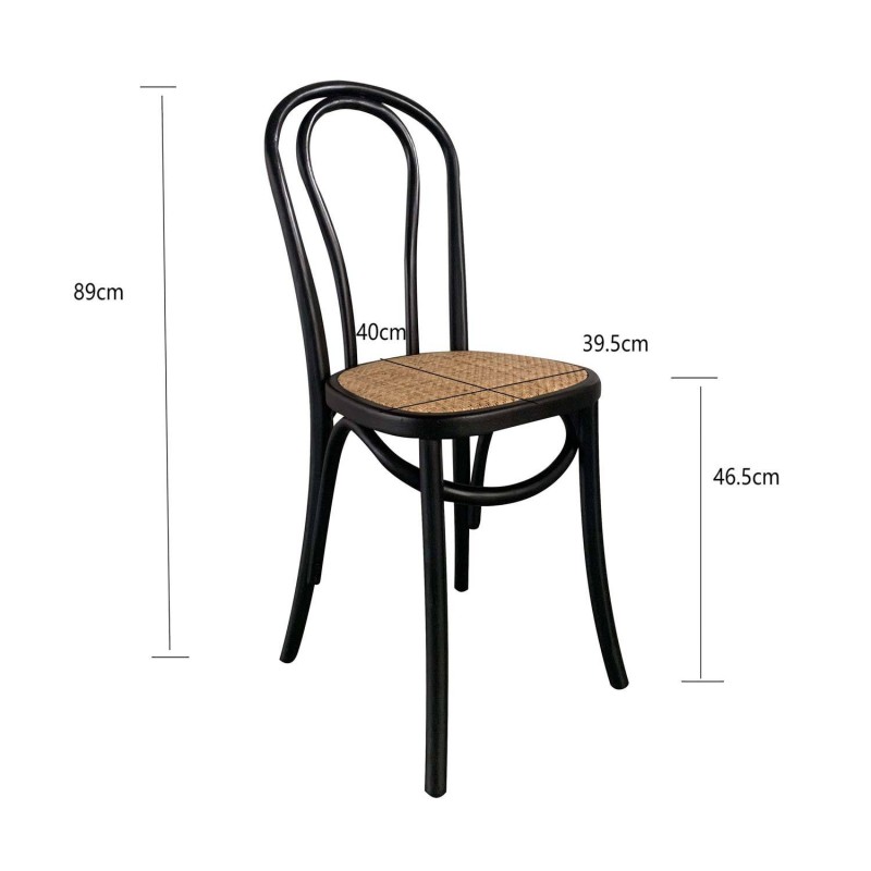 Silla Folie negra en madera y rattan | Venta de Muebles Online