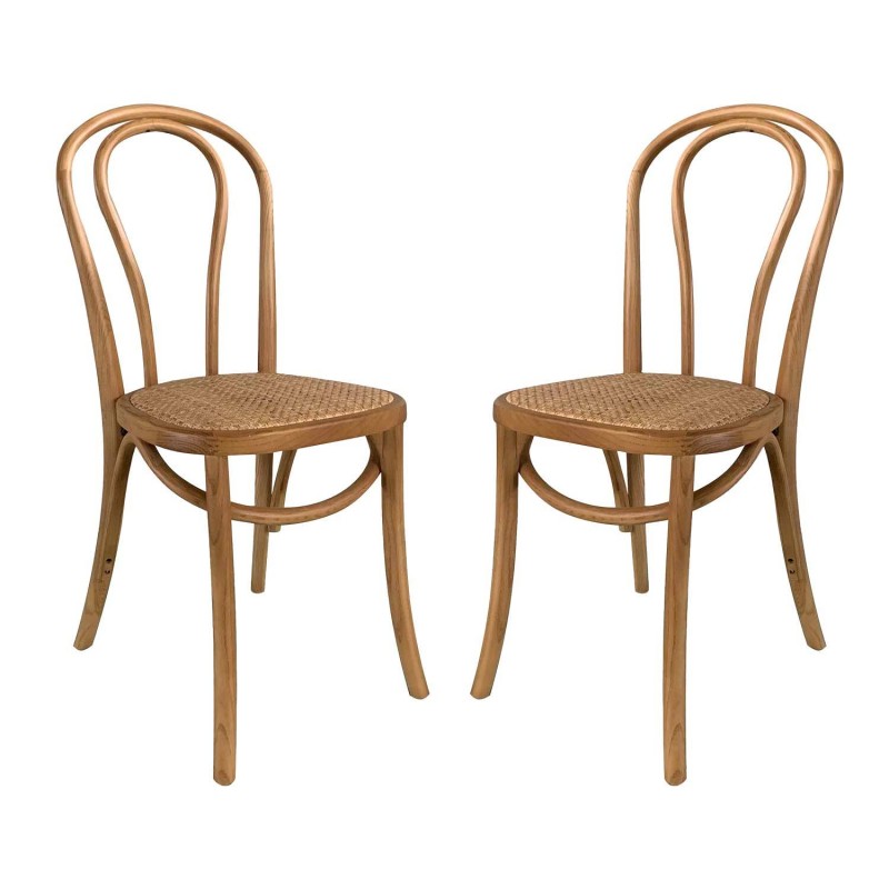 Pack 2 Sillas Folie Natural en madera y rattan | Venta de Muebles Online