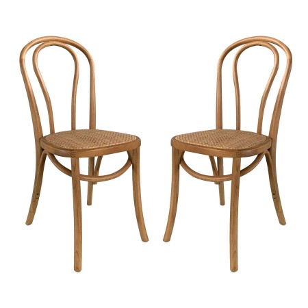 Pack 2 Sillas Folie Natural en madera y rattan | Venta de Muebles Online