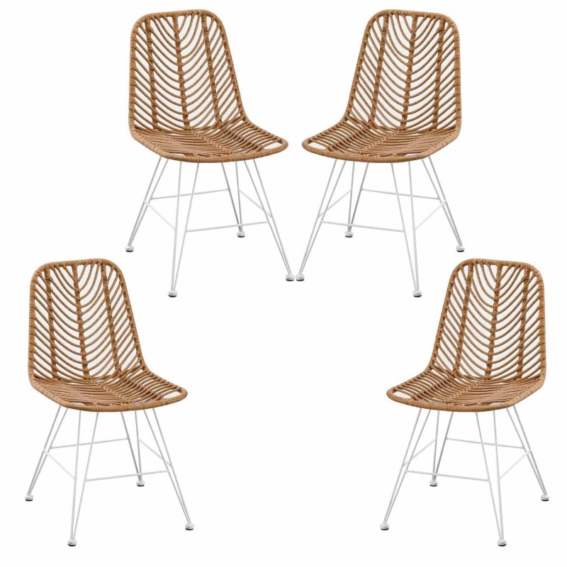 Pack de 4 sillas Raffles Ratán pata blanca | Venta de Muebles Online