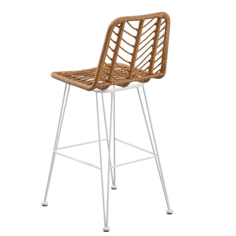 Taburete Alto Raffles en ratán pata blanca | Venta de Muebles Online
