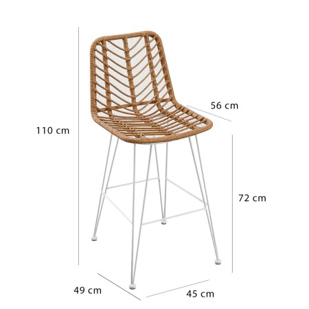 Taburete Alto Raffles en ratán pata blanca | Venta de Muebles Online