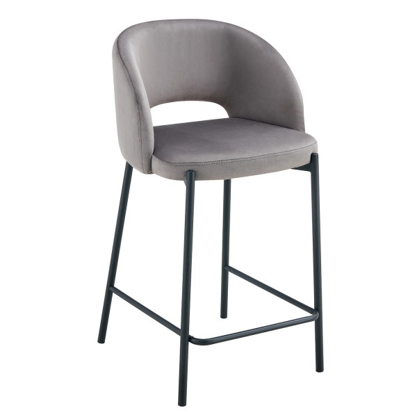Taburete tapizado color gris terciopelo| Venta de Muebles Online