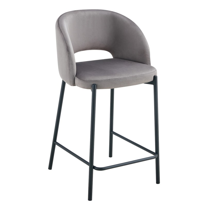 Taburete tapizado color gris terciopelo| Venta de Muebles Online