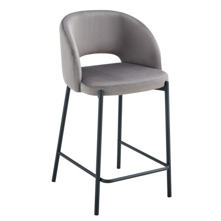 Taburete tapizado color gris terciopelo| Venta de Muebles Online