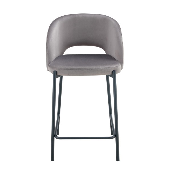 Taburete tapizado color gris terciopelo| Venta de Muebles Online 2