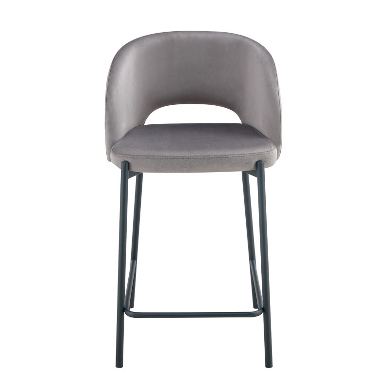 Taburete tapizado color gris terciopelo| Venta de Muebles Online
