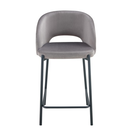 Taburete tapizado color gris terciopelo| Venta de Muebles Online