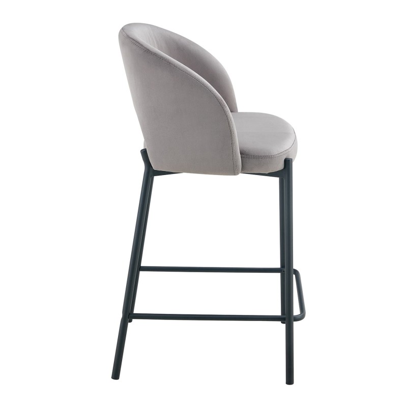 Taburete tapizado color gris terciopelo| Venta de Muebles Online