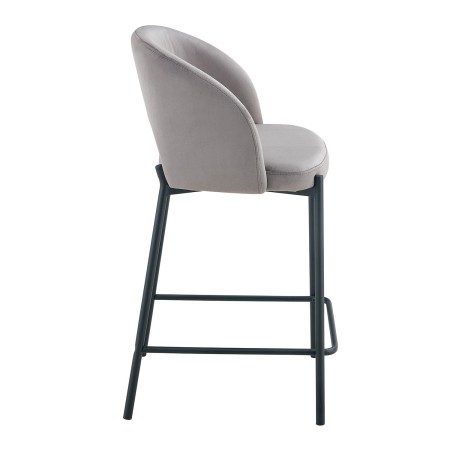 Taburete tapizado color gris terciopelo| Venta de Muebles Online