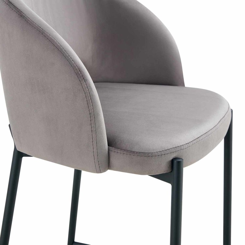 Taburete tapizado color gris terciopelo| Venta de Muebles Online