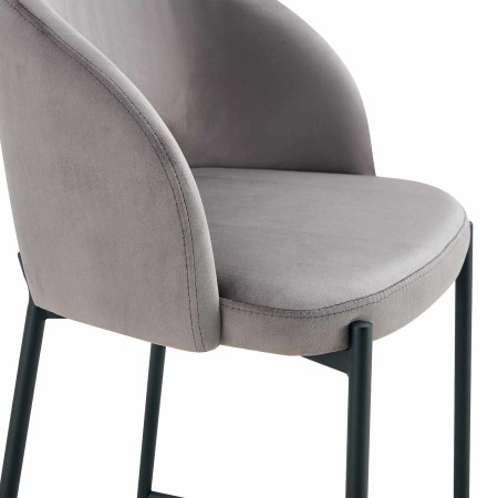 Taburete tapizado color gris terciopelo| Venta de Muebles Online