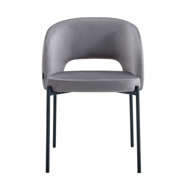 Silla tapizada color gris terciopelo | Venta de Muebles Online 2