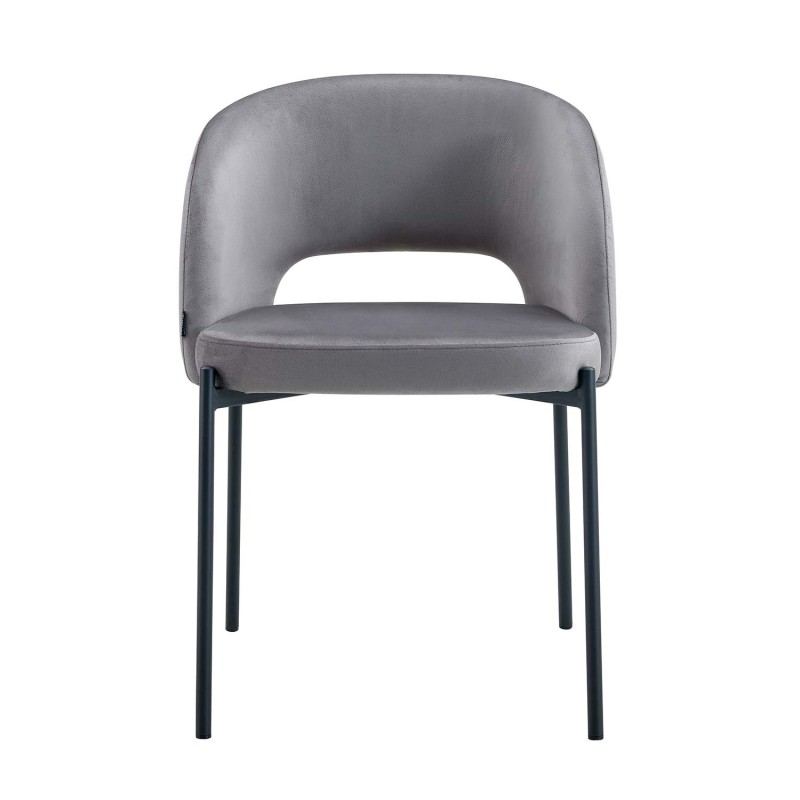 Silla tapizada color gris terciopelo | Venta de Muebles Online