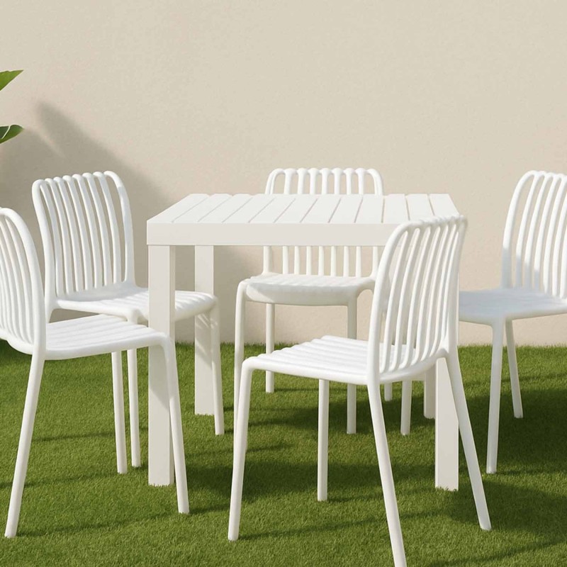 Mesa de Jardín Blanca Nagari - Diseño Moderno y Duradero - UKUKHOME.com
