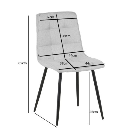 Silla Louise Gris Pata Negra - Silla tapizada de diseño moderno – UKUKHOME.COM